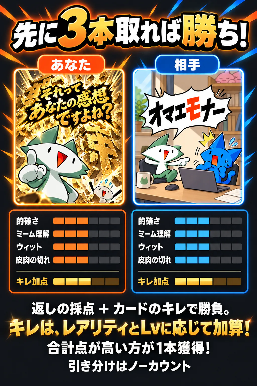 遊び方3。先に3本取れば勝ち！の説明画像